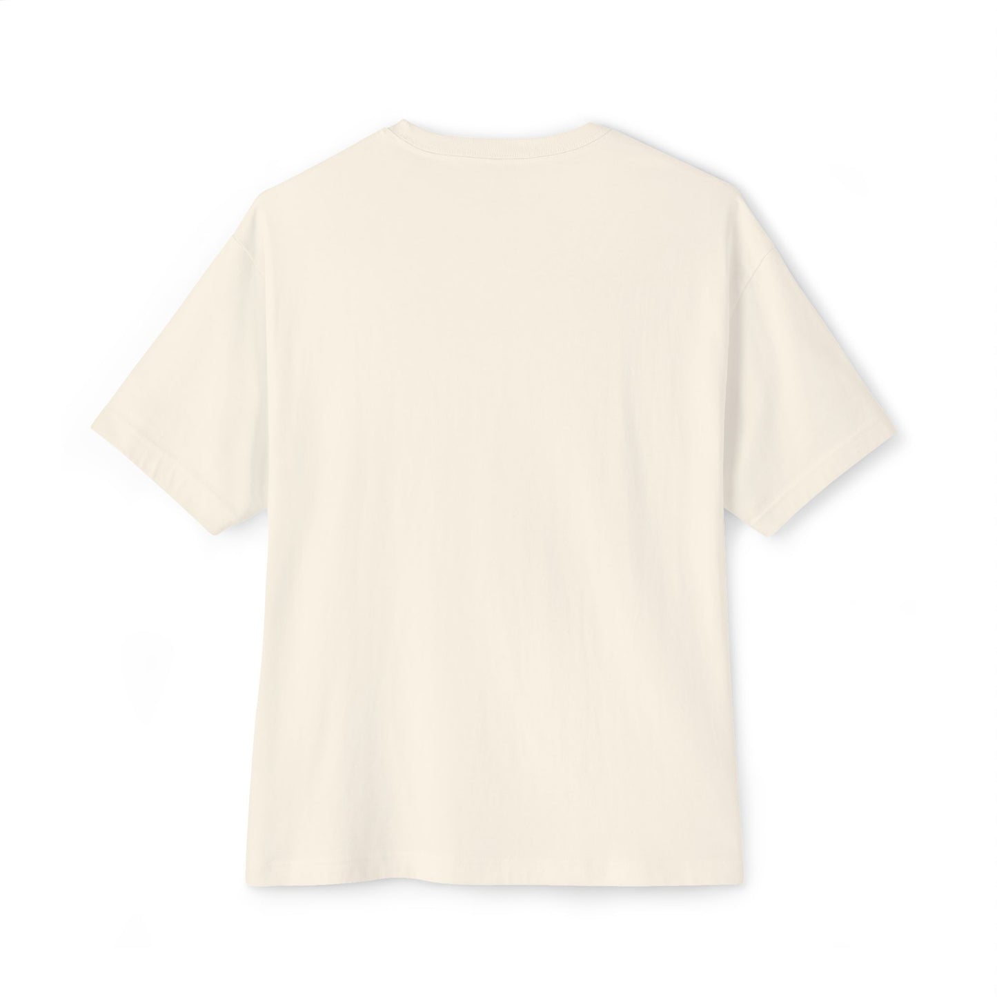 Back of a Cream-colored Christian t-shirt featuring a minimalist wave graphic symbolizing Living Waters with subtle John 4:14 inspired design on the front.