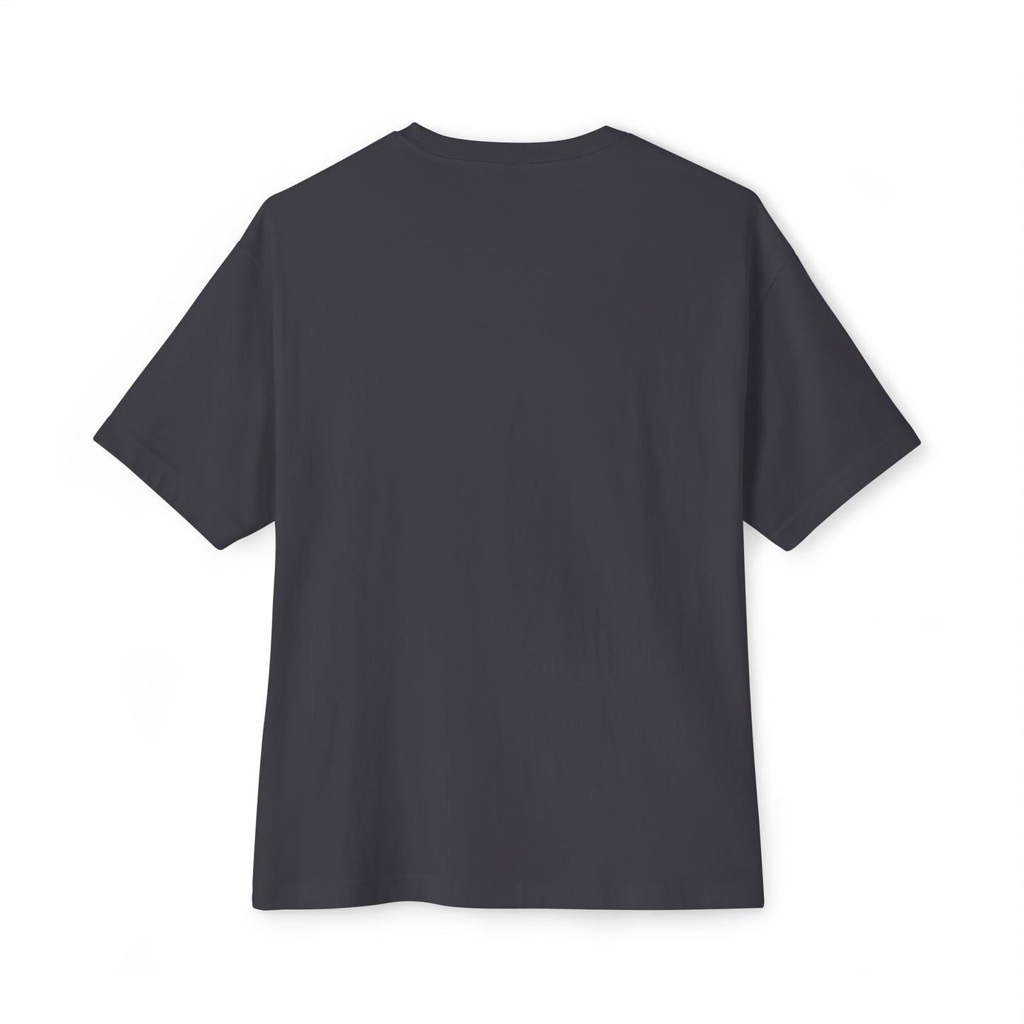 Back view of a dark gray Hebrews 12:11 Christian t-shirt with bold scripture design — modern Catholic clothing and Orthodox clothing for men and women seeking spiritual growth and encouragement.