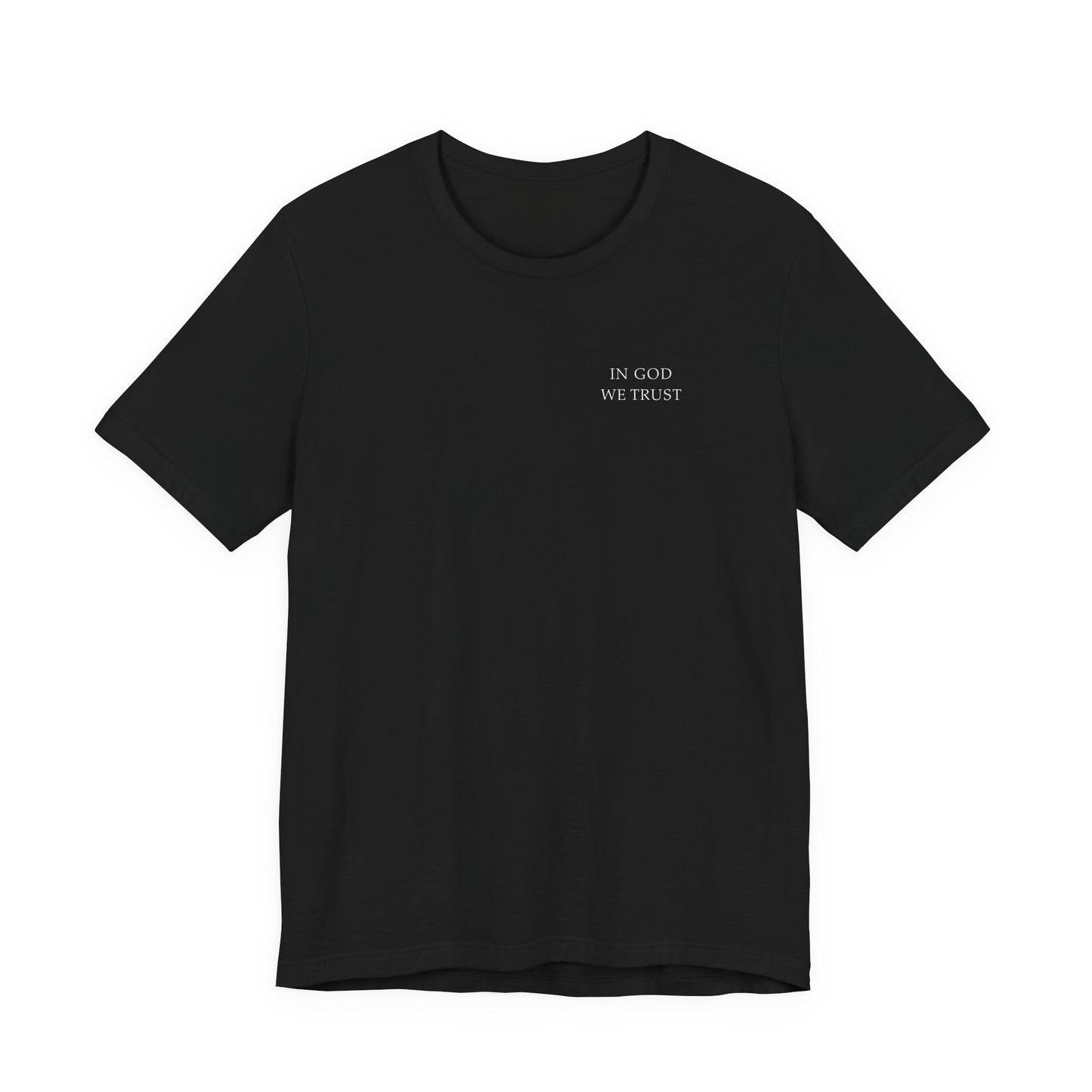 Front of the bible Verse American Flag T-shirt featuring an American flag made from Bible verse references on the back. A modern Christian and Catholic T-shirt designed for believers who want to wear their faith with confidence while honoring God and their country.
