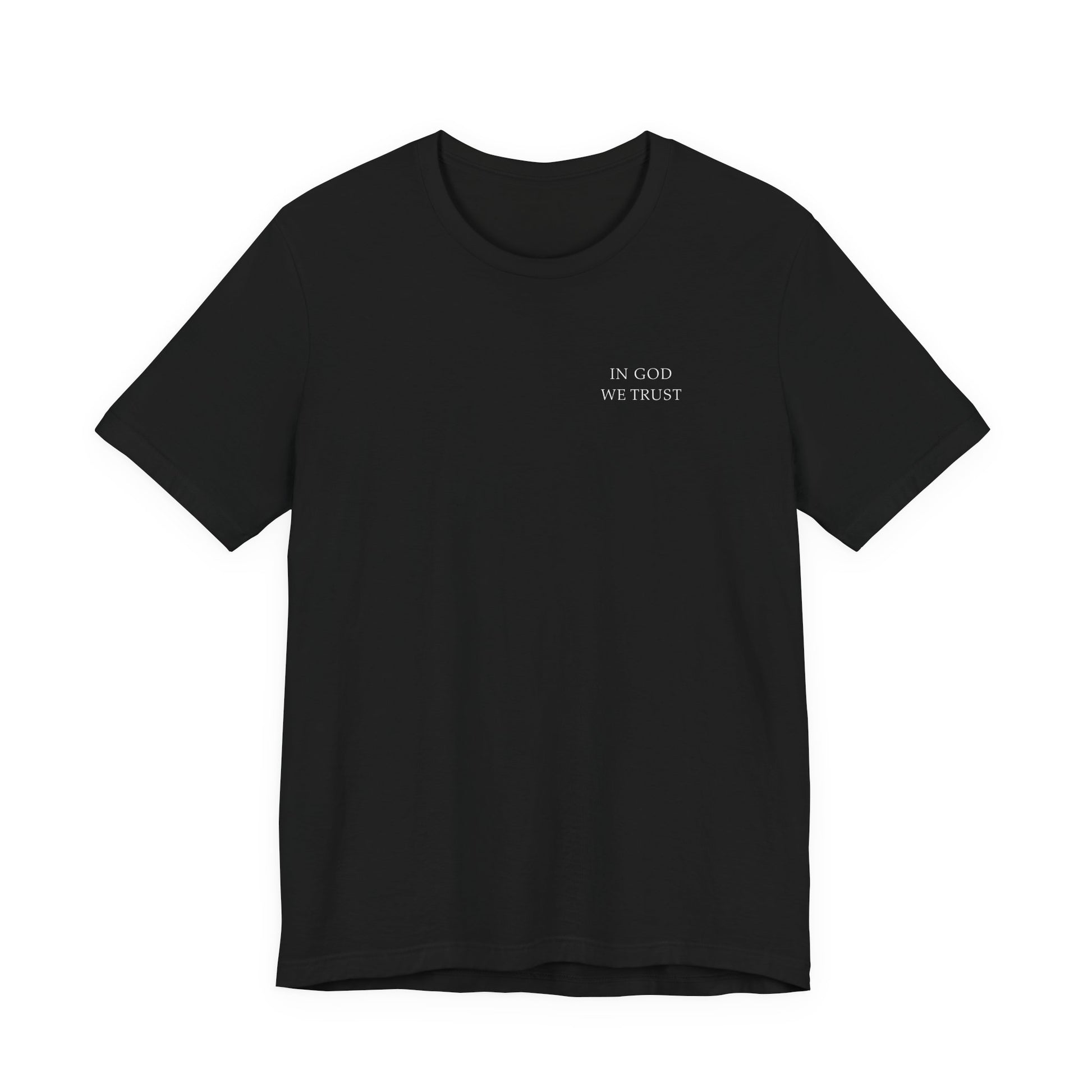 Front of the bible Verse American Flag T-shirt featuring an American flag made from Bible verse references on the back. A modern Christian and Catholic T-shirt designed for believers who want to wear their faith with confidence while honoring God and their country.