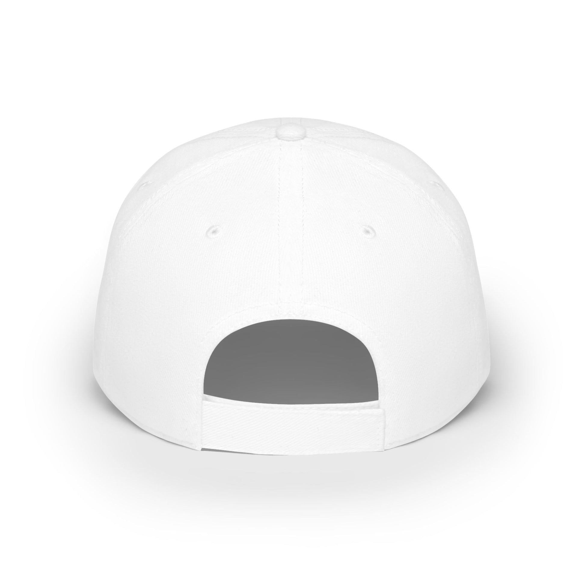 back view of a white dad cap with embroidered “Shield of God” design, casual Christian faith hat for daily wear.