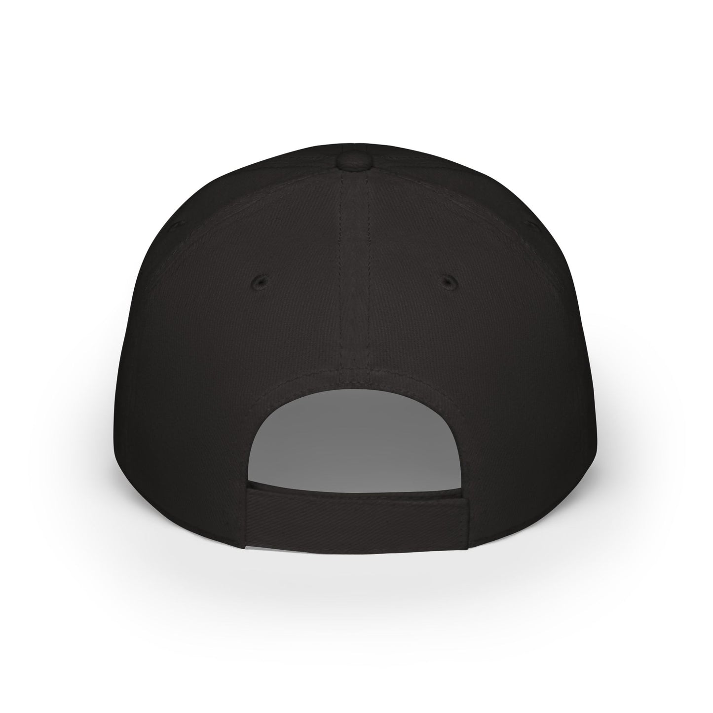 Back of a black dad cap with embroidered “Shield of God” design, casual Christian faith hat for daily wear.