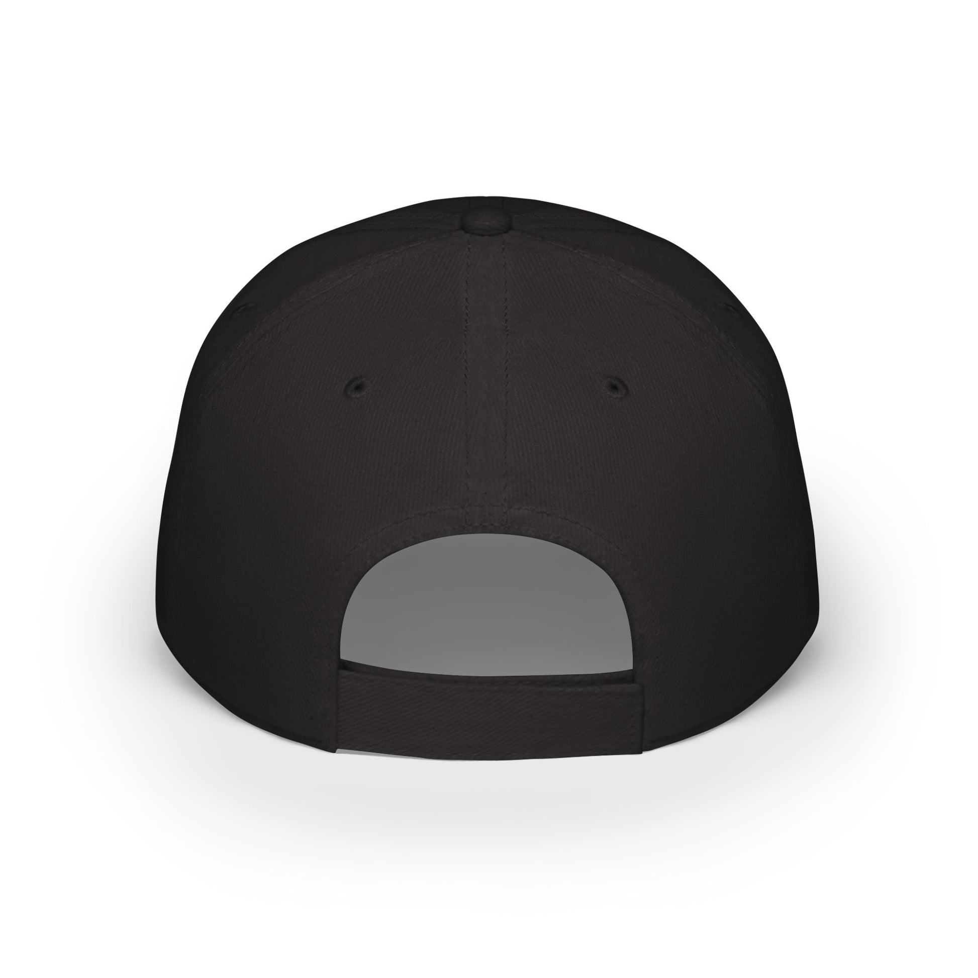 Back of a black dad cap with embroidered “Shield of God” design, casual Christian faith hat for daily wear.